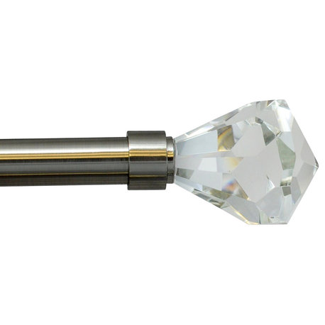 Pierre Cut Crystal Curtain Rods, Brushed Steel, 28"-48"