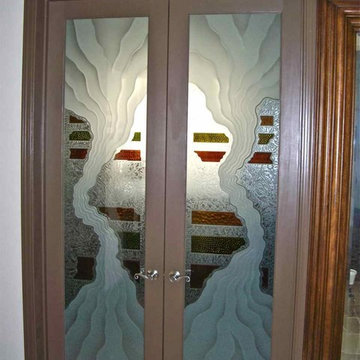 Interior Glass Doors with Obscure Frosted Glass - Triptic