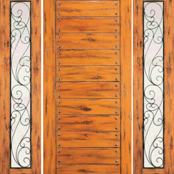 Prehung Door with Two Sidelites, Exterior, Knotty Alder Flush - Front Doors