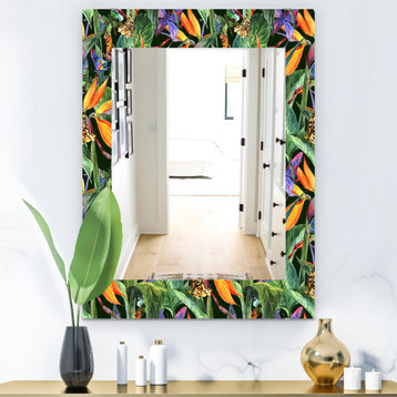 Designart Tropical Mood Gloomy 1 Bohemian And Eclectic Frameless Wall Mirror, 24