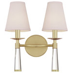 Crystorama - Crystorama 8862-AG 2 Light Wall Mount in Aged Brass with Silk - Both timeless and transitional, the minimalist design makes the Baxter ideal for any space in the home. With a distinctive lucite tail and tapered white silk shade, this fixture is a smart choice for a hallway, bathroom, bedroom, or flanked on both sides of a fireplace.
