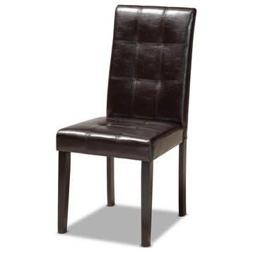 Vida Modern and Contemporary Dark Brown Faux Leather Upholstered and Dark