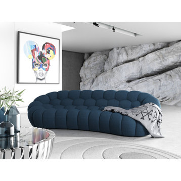 Divani Casa Yolonda Modern Curved Dark Teal Fabric Sofa
