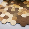 Peel & Stick 1.3125 in x 1.3125 in Brushed Aluminum Metal Hexagon Mosaic in Gold