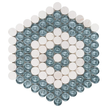 Designer Hexagon Imagination Mosaic, Set of 4, Potter