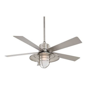 Minka Aire Rainman 1 Light Brushed Nickel Wet Outdoor Fan Beach