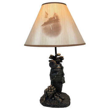 Golf Lovers Tee Light Golf Bag Table Lamp w/Decorative Shade