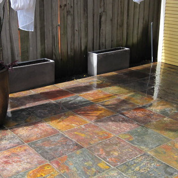 Carport becomes dining patio.
