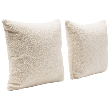 Set of (2) 16 Square Accent Pillows in Bone Boucle Textured Fabric by...