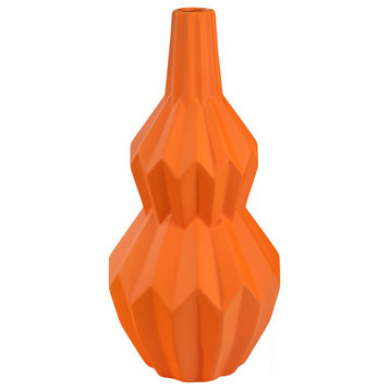 Urban Trends Ceramic Bellied Round Vase With Orange Finish 21494