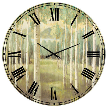 Aspens Neutral Forest Traditional Oversized Metal Clock, 23x23