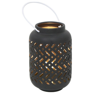 7.5In Led Chevron Ceramic Lantern