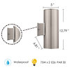 1x75W Outdoor Wall Light, Stainless Steel Finish & Clear Glass, 2 Light