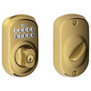 Schlage BE365-PLY Plymouth Electronic Keypad Single Cylinder - Antique Brass