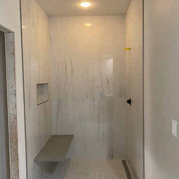 MASTER BATHROOM - Shower 24"x48" Wall Tile/Mosaic Floor + Accent / Linear Drain