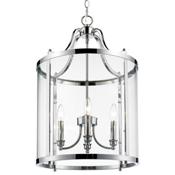 Payton 4-Light Pendant With Clear Glass, Chrome