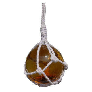 Clear Japanese Glass Ball Fishing Float With Brown Netting