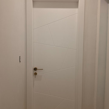 Planum 0990 Painted White - Pocket door with rectangular lock gold handle