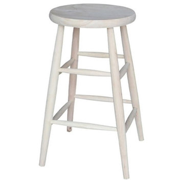 Pemberly Row 30" Country Parawood Scooped Seat Bar Stool in White