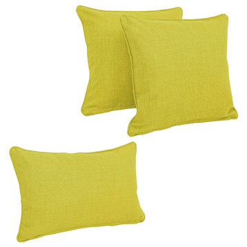 Blazing Needles Indoor/Outdoor Spun Polyester Throw Pillows, Set of 3, Lime, Set