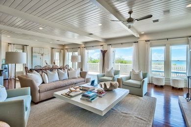 Design ideas for a beach style living room.