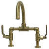 KS2177KL Industrial Style Bridge Bathroom Faucet and Pop-Up Drain, Brushed Brass