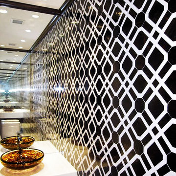 Chocolate & White Parquet Powder Room