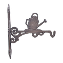 Import Wholesales - Decorative Watering Can Cast Iron Plant Hanger Hook, 10.375" Deep - Planter Hardware And Accessories