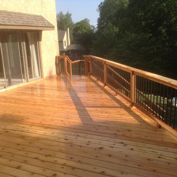 Cedar Deck with aluminum balusters Built Along River Bank.