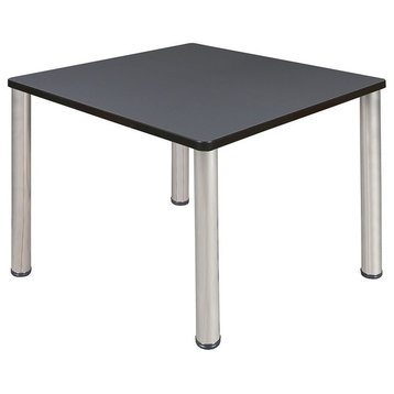 Kee 36" Square Breakroom Table, Gray, Chrome