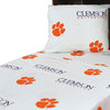 Clemson Tigers Printed Sheet Set, Twin, White, Full