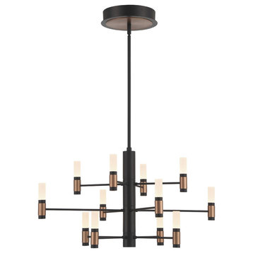 Albany 12 Light Chandelier, Black and Brass