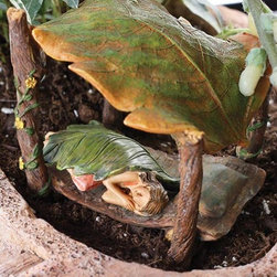 Sleeping Fairy & Leaflet Canopy Bed - Garden Statues And Yard Art