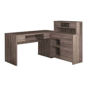 Monarch Hollow Core L Shaped Home Office Desk With Hutch In Dark