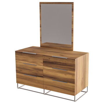 Nova Domus Lorenzo Italian Modern Light Oak Dresser and Mirror Set