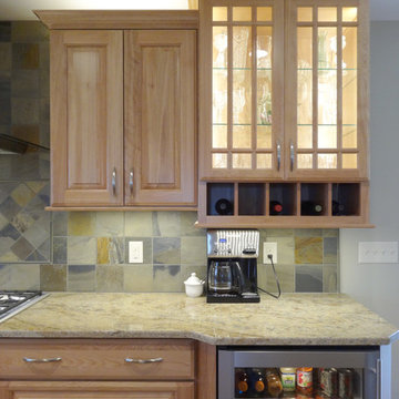 Rustic Display and Wine Cabinet with Slate Backsplash