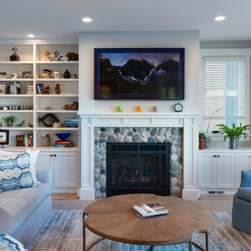 Great Room Fireplace in Puget Sound View Home in Edmonds