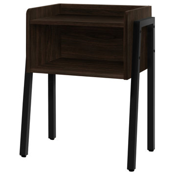 HomeRoots 23" Rectangular Espresso Accent Table With Black Metal Legs