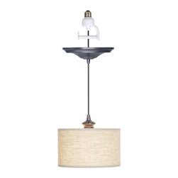 Brushed Bronze Finished with Linen Fabric Instant Pendant Light Conversion Kit - Pendant Lighting