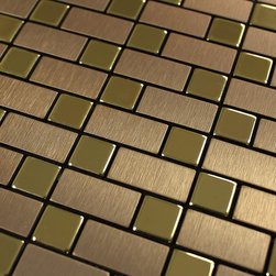 Metallic Tile Backsplash Strip Aluminum Square Stainless Steel Mosaic - Mosaic Tile