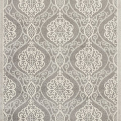 7'X10' Silver Grey Machine Woven Uv Treated Floral Ogee Indoor Outdoor Area Rug 7'X10' Silver Grey Machine Woven Uv Treated Floral Ogee Indoor Outdoor Area Rug