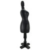 Old Fashioned Full Figured Black Wooden Dress Form 16 1/2 In.
