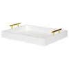 Lipton Decorative Wood Tray with Metal Handles, White/Gold