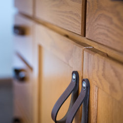 Kitchen Island Turned Kitchenette with Leather Drawer Pulls - Cabinet And Drawer Handle Pulls