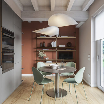 CUCINA MONOCROMATICA DALLE PARETI TERRACOTTA