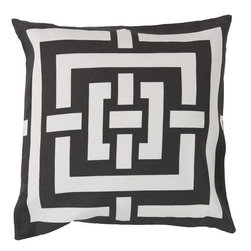 Dark Forest and Ivory Geometric Design Pillow by Surya - Decorative Pillows