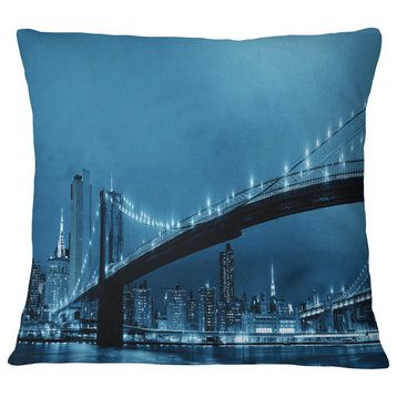 Manhattan Downtown Urban View Cityscape Throw Pillow, 16"x16"