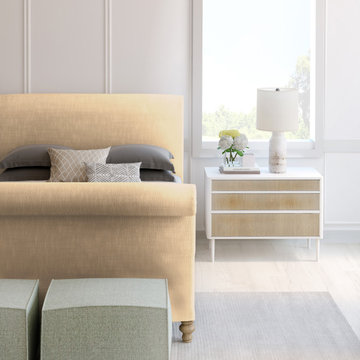 Bright Outlook: Empire Bed in Oyster Box Weave Linen