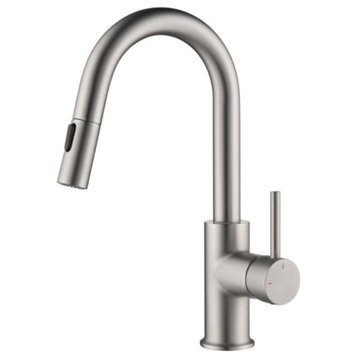 Luxe Single Handle Pull Down Kitchen & Bar Faucet, Brush Nickel