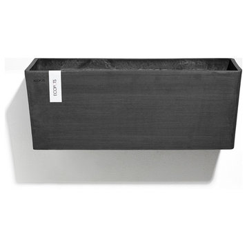 Ecopots Plastic Rectangle Wall Pot, Dark Grey, 21.5"